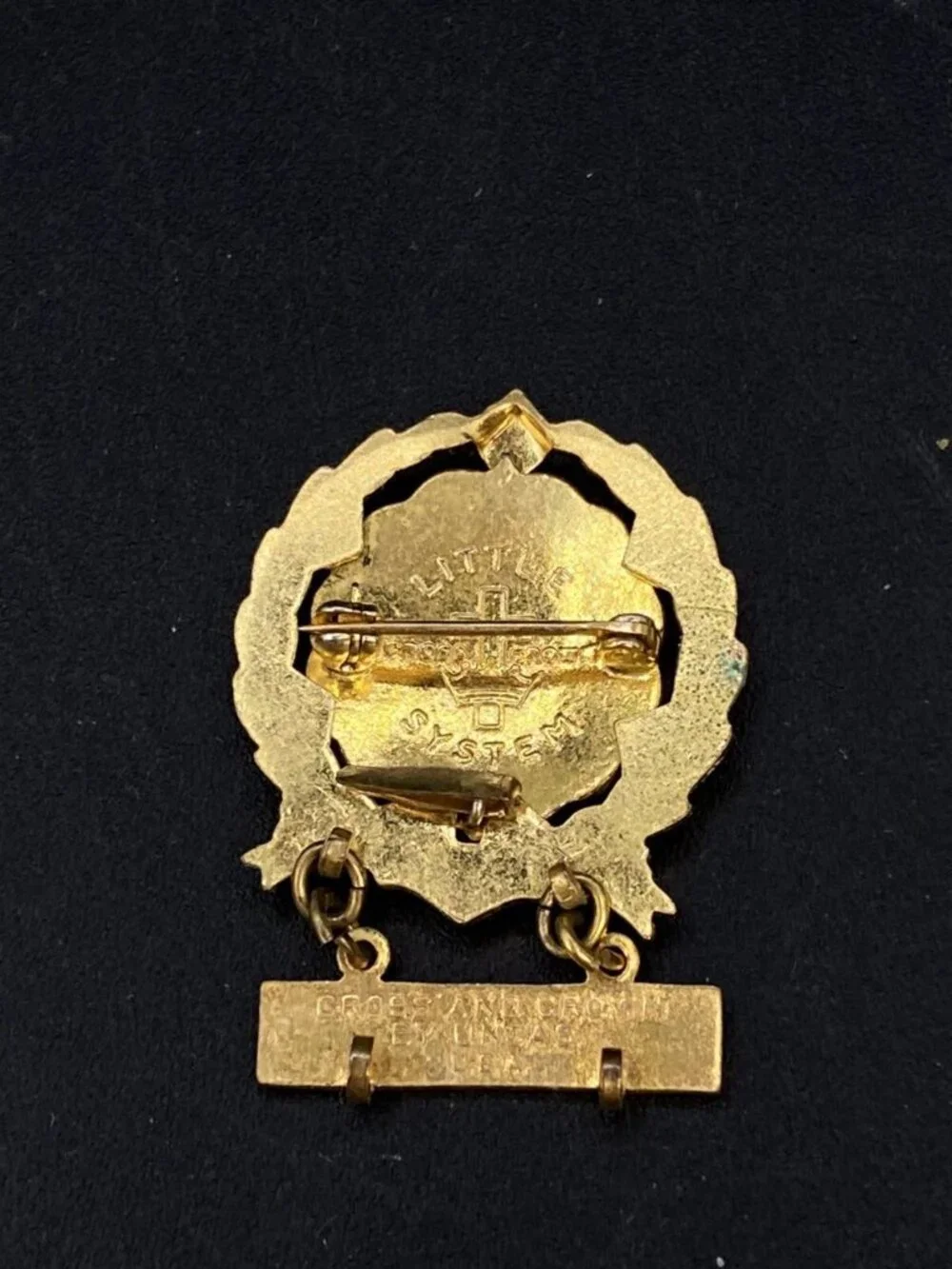 Baptist Sunday School 3rd Year Pin Little System Cross & Crown by Uncas